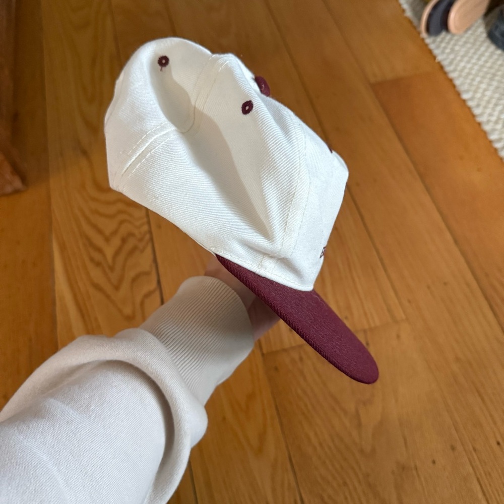 Vintage Dead stock Eagle Test White and Maroon Baseball Cap - Three Brothers - Picture 6 of 7